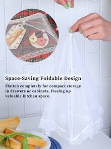 White Insect And Mosquito-Proof Breathable Mesh Folding Cover With Fine Holes To Keep Bugs Away Elegant Lace Vegetable Cover Perfect For Picnic Enthusiasts And Home Chefs Pop Up Fly Proof Net Ideal For Outdoor BBQ Kitchen Prep And Dining Table Protection Food Covers Table Cover Fly Proof Net Travel Essentials School Supplies Travel Accessories - 彩色 - 查看 10