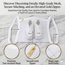 Sneaker Dryer Bag, Dryer Door Shoe Net With Elastic Straps, Sneaker Laundry Bag For Shoes, White, 15.5 Inch X 15.5 Inch, 1 Pack - White - View 8