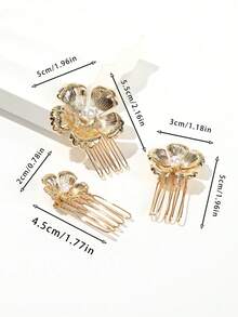 3 chiếc lược cài tóc hình hoa ngọc trai kiểu cung đình cổ điển, kẹp tóc vàng sang trọng kiểu Pháp, phụ kiện tóc đa năng thời trang mới, phù hợp cho sử dụng hàng ngày, mùa hè, kỳ nghỉ, du lịch, phụ kiện đội đầu. - Nhiều màu - Xem 3
