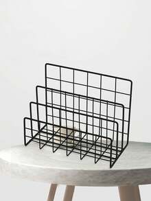 1/2 Pcs Modern Metal Bookshelf, With Three-Grid Storage Basket, Simple Iron Art Desktop Storage Rack, Desktop Organizer, Bookshelf Storage Rack, Multi-Functional Magazine Newspaper Storage Box, Suitable For Home Office Storage And Decoration - Multicolor - View 7
