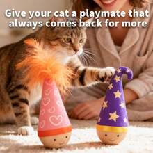 1pc Interesting Feather Cat Toy, Scratching & Playing, Self-Entertainment Toy For Cats - Multicolor - View 6