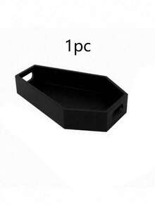 1/2 Gothic Coffin Decor - Gothic Wooden Cosmetic Storage Box, Suitable For Vanity, Bathroom, Living Room Or Bedroom. Women's Halloween Witch Theme Gift - Black Jewelry Tray, Coffee Table Tray, Party Event, Room, Home - View 13