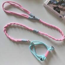 1pc Durable Handmade Woven Leash, Colorful Dog Training Lead, Suitable For Medium To Large Pets Outdoor Camping Daily Walking, Handwoven Dual-Color Pet Leash & Collar Set, Breathable Integrated Walking Rope - Multicolor - View 8
