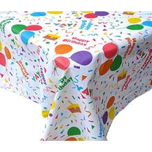 Mantel rectangular HB HBCollection con confeti y globo de feliz cumpleaños con reverso de franela 60 x 90 pulgadas rectangular blanco azul amarillo rojo verde morado con parte trasera de franela 60 x 90 pulgadas rectangular - Blanco azul amarillo rojo verde morado rosa oscuro naranja - Ver 1