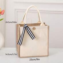 INS Style Patchwork Tote Bag For Women, Large Capacity Commuter Handbag, Minimalist Versatile Shopping Bag, Multiple Sizes Available - Apricot - View 10