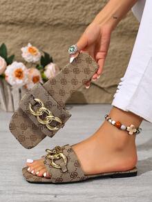 Women's New Flat Sandals, Plus Size Women's New Sandals And Slippers, Retro Embroidered Fabric Flat Sandals And Slippers, Summer Shoes, Vacation - Khaki - View 6