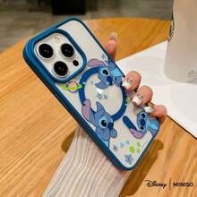 Funda de teléfono magnética transparente de la colección Mini Stitch de MINISO, funda de dibujos animados linda para iPhone 17/17 Pro/17 Pro Max/17 Air/16/15/14/13/12/11/X Series, Funda iPhone 17 Pro Max, Funda iPhone 17 Pro, Funda iPhone 17, Regalos navideños para la novia - Azul - Ver 6