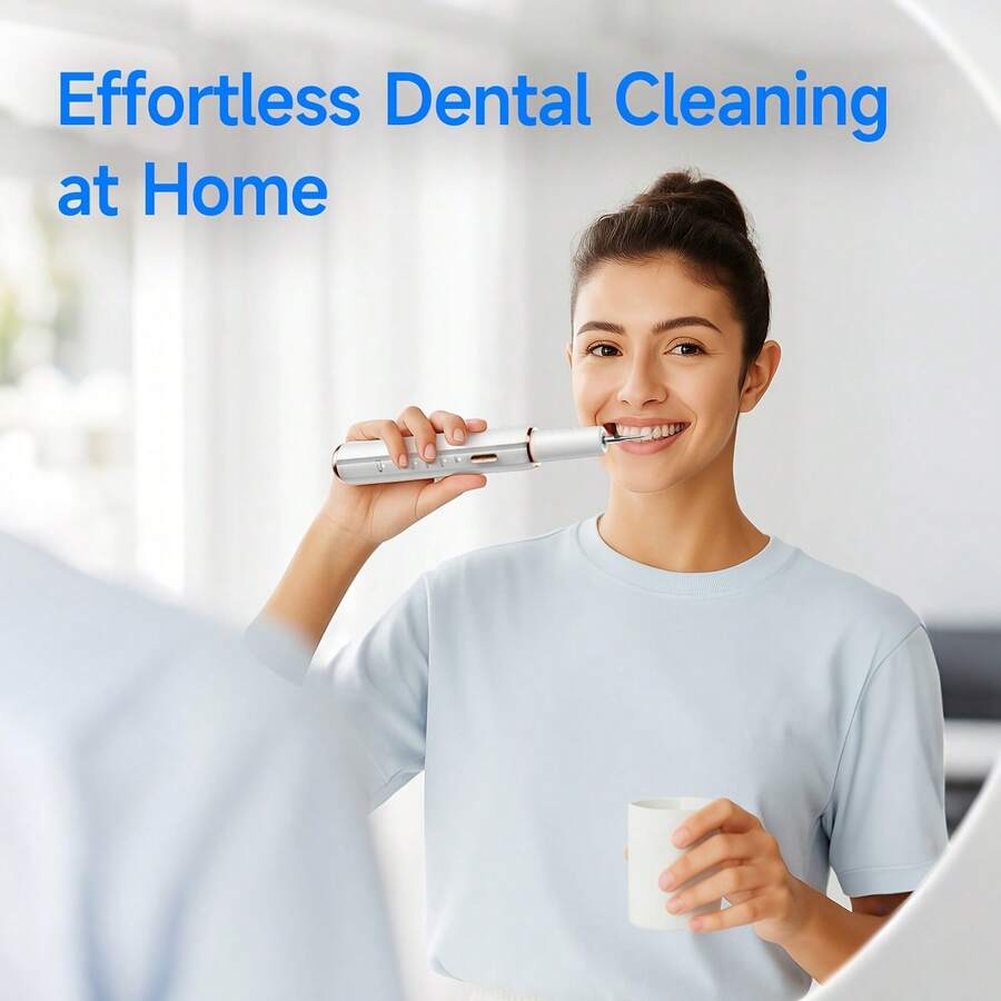 Limpiador dental eléctrico inalámbrico de 500 mAh, limpiador de dientes eléctrico recargable por USB, adecuado para viajes y uso doméstico