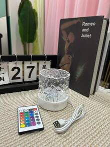 1个16色LED波浪图案USB遥控触摸圆形艺术氛围灯，带触摸/遥控功能，可调光环境照明，玻璃艺术装饰灯，星空氛围灯，适合卧室和天花板装饰，高品质材料和工艺，是卧室、客厅、婚礼派对、生日惊喜礼物的完美之选。 - 彩色 - 查看 5