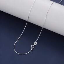 1pc S925 Sterling Silver Exquisite Chain Necklace, Length 16/18/20/22/24, Suitable For Sensitive Skin, Minimalist Daily Jewelry, Perfect For All Seasons And Occasions, Holiday Gift For Loved Ones And Family - Silver - View 10