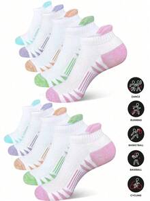 5/10/20 Pairs Women Sports Ankle Socks, Running Compression Socks, Comfortable & Soft - Multicolor - View 1