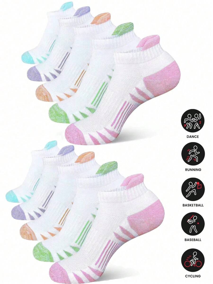 5/10/20 Pairs Women Sports Ankle Socks, Running Compression Socks, Comfortable & Soft - Multicolor - View 1