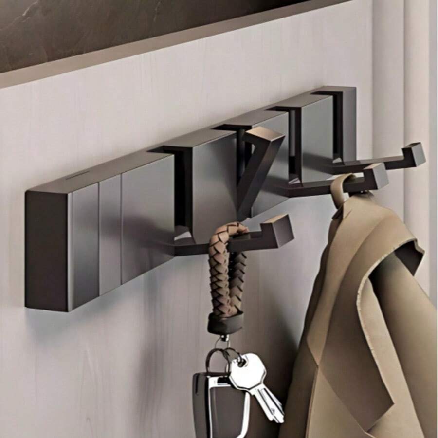 免钻孔自动伸缩隐形折叠壁钩，适用于浴室、玄关、卧室，节省空间的壁挂式挂钩 - 彩色 - 查看 1