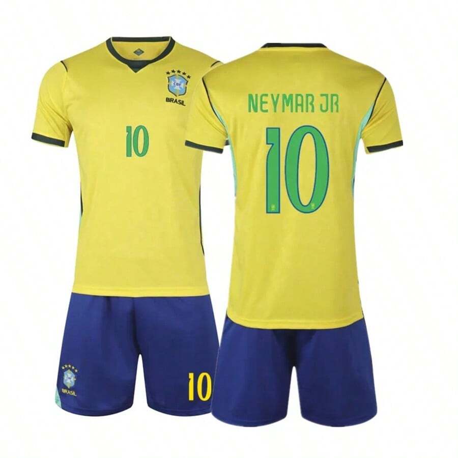 2026 World Cup Brazil National Team No. 10 N Eymar Home Fan Edition Durable And Breathable Soccer Jersey - Màu vàng - Xem 1