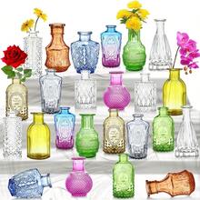 Set Of 24 Glass Vases, Small Flower Vases, Bulk Colored Single Vases, Rustic Decorative Vases Centerpieces, Vintage Glass Bottles Weddings, Home, Table Decoration 168T - 有色 - 查看 7
