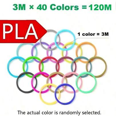 PLA 3 Meters * 40 Colors 3D Printing Filament Used For 3D Printing Pen DIY Doodling And Drawing Creation PLA 3D Printing Replacement Refills, The Best Gift For Men And Women On Birthdays, Halloween, Christmas, And Thanksgiving