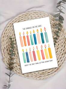 1 thiệp chúc mừng sinh nhật hài hước "Những ngọn nến trên bánh kem" kèm phong bì, lời chúc vui nhộn dành cho người lớn, thiết kế hình nến dễ thương, bên trong để trống. - Xem 8