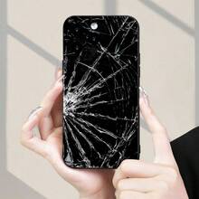 Funda para Teléfono - Funda con Patrón de Cristal Roto, Nuevo Diseño Clásico Creativo y Moderno, Orificio Grande, TPU Esmerilado, Funda Protectora Suave para iPhone 11 12 13 14 15 16E 17 Pro/Plus/Promax. - Negro - Ver 6