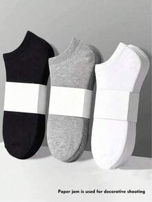 30 Pairs Unisex Short Socks, Sports Socks, White/Black/Grey, No-Show Socks, Solid Color, Minimalist Fashion, Suitable For Casual Daily Wear, Available In 2/10/18/20/30/60/90 Pairs Packs - Style a - View 2