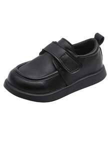 1 Pair Kids' Soft Bottom Non-Slip Round Toe Flat Shoes, Solid Color, Suitable For School, Performance, Campus, All Seasons - Black - View 7