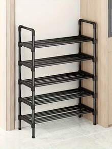 Multi-Tier Shoe Rack, Metal Frame, Space-Saving, Easy Assembly, Durable, Rust-Resistant, High Capacity, Suitable For Entryway, Closet, Bedroom, Ideal Home Storage, Fashionable Home Organization, Suitable For Daily Use - Black - View 5