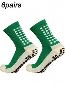 1/6/8/9 pares de calcetines de fútbol para hombres, calcetines cortos/largos gruesos tipo tubo, calcetines tripulación antideslizantes - Multicolor - Ver 19