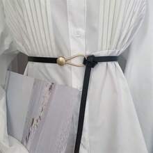 1 pieza Cinturón delgado de PU anudado, accesorio casual diario - Negro - Ver 4