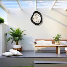 AUOKmall 1个木纹/黑白抽象挂钟，艺术静音钟，复古家居装饰，适用于厨房、客厅、卧室、办公室、餐厅、花园，理想的礼物（不含电池） - 白色 - 查看 8