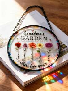 1pc Custom Child' Name Acrylic Suncatcher,Grandma's Garden Suncatcher Gift For Grandma,Personalized Birth Flower Stained Glass Window Hanging Suncatcher,Mother's Day Gift For Grandma, Grandma Gift,Personalized Home Decoration,Personalized Acrylic Window Hanging Decoration - F-flower Light Catcher - View 12
