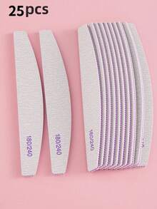 10pcs Professional Crescent Shape Nail Files, 180/240 Grit, Manicure Supplies, Nail Art Tools, Nail Care (Suitable For Nail Extensions) - Grey - View 13