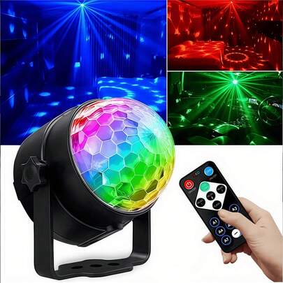 Lumière disco à boule 7 modes - Lumières de scène à changement de couleur activées par le son pour KTV, décoration de maison, anniversaire et bar de DJ - Alimenté par USB, compatible avec multi-pièces, éclairage d'événement | Lumières LED multicolores | Accessoires de fête à installation facile