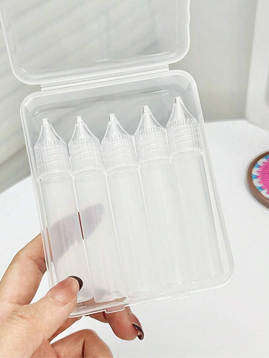 1pc/5pcs + Storage Box - Sharp-Mouthed Flexible Tube - Bottle For Separate Packaging. Portable Lotion Essence Hand Cream Foundation Liquid Empty Bottle Set. Cosmetics Separate Packaging Bottle. Suitable For Lotion, Toiletries, Foundation Liquid, And Various Liquids. A Set Of Divided Bottles And Storage Boxes Essential For Travel, Business Trips And School Dormitories. - Clear - View 1