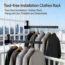 Multifunctional Small Drying Rack, Portable Balcony No-Drill Clothes Hanger, Dorm & Hotel Drying Rack, Foldable Clothes Hanger - B - View 3