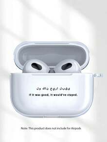 Slogan Bilingual Text Design Transparent Earphone Case, Fashion Versatile, Suitable Compatible With Airpods2/3/4/Pro/Pro2/Pro3, Suitable As Birthday Or Holiday Gift For Family, Friends And Yourself - Clear - View 3