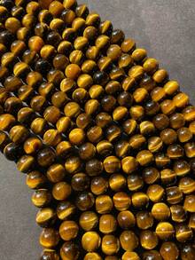 Natural Tiger Eye Stone Bead . 6mm 8mm 10mm Round Bead. Gorgeous Golden Brown Color Tiger Eye . Great Quality Gemstone . - Yellow - View 4