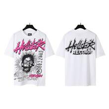 HellST Vintage Streetwear T-Shirt, 100 Percent Cotton Casual Loose Top, Unisex Couple Matching Tee - A785白色 - 查看 1