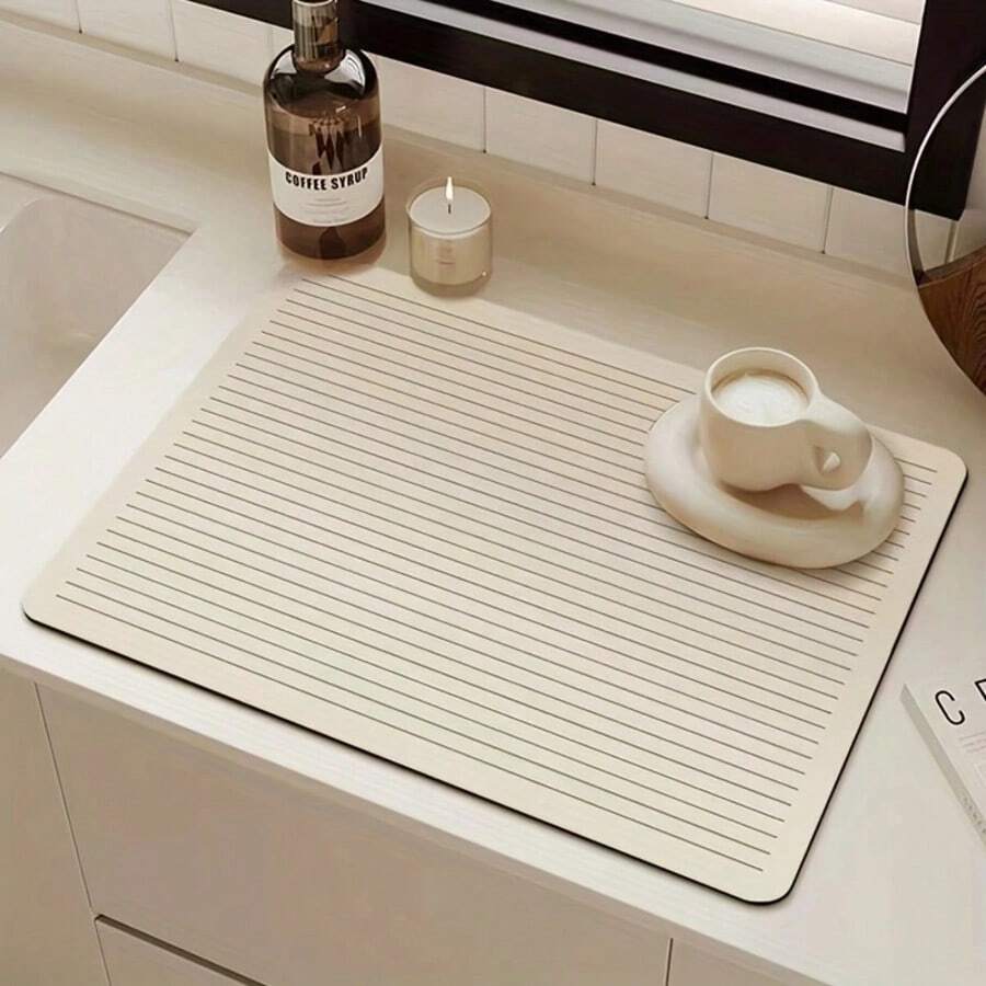 1 Pc, Water-Absorbing Kitchen Countertop Drying Mat, Heat-Resistant Utensil Drying Mat, Waterproof And Stain-Resistant Coffee Machine Protection Mat, Decorative Kitchen Mat. Suitable For Countertops, Sinks, Appliances, And Easy To Clean.
