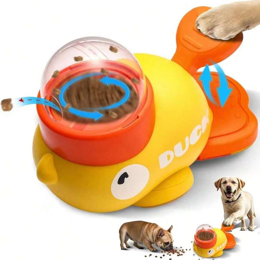 猫狗互动益智喂食器，可爱鸭子造型宠物零食分配器玩具，适用于小型/中型犬猫，益智喂食器，用于智力训练和锻炼，猫粮分配器互动玩具，丰富猫咪生活和日常喂食 - 彩色 - 查看 1