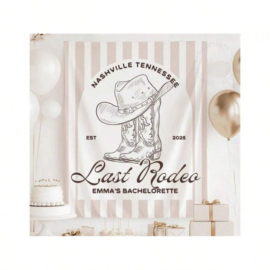 The Last Cowboy Rodeo Bachelorette Party Decoration, Nashville Bachelorette Party Banner, Western Bachelorette Party Sign, Cowgirl Bachelorette Party Photo Backdrop (TB25007) - 如圖所示 - 查看 1