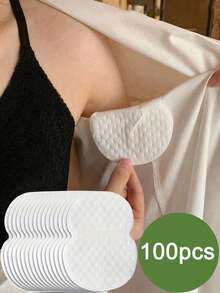 100 pièces/paquet Coussinets de transpiration jetables, efficaces et durables, respirants et invisibles, légers et absorbants, confortables et inodores, faciles à utiliser, convenant aux hommes et aux femmes, idéaux pour l'été, les voyages à la plage (1 pièce/10 pièces/20 pièces/30 pièces/50 pièces par paquet) - A - Voir 2