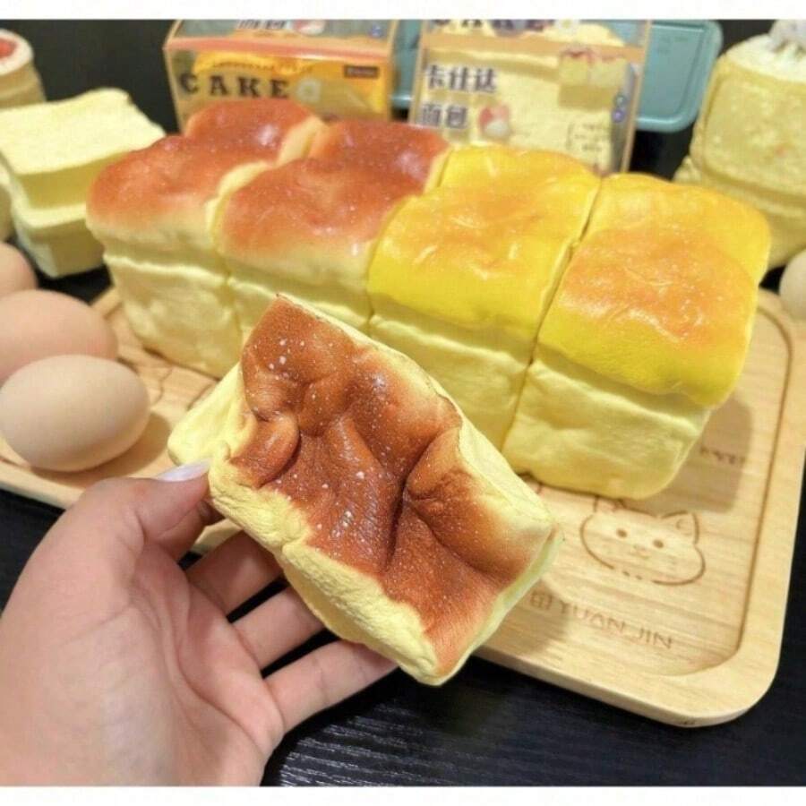 Bộ 2 món bánh mì và bơ đàn hồi chậm - Bánh mì và bơ sữa trứng, mềm mại như bánh mì thật, đồ chơi bóp nặn, trang trí bàn làm việc với hương thơm kem, dễ thương và mềm dẻo giúp giảm lo âu. - A - Xem 1