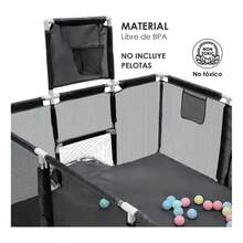 Corralito para Bebé, Corral de Gimnasio y Juegos Infantil,   y Divertido, Área de Actividades Plegable y Portátil, Ideal para Estimulación y Entretenimiento en Casa - Gris - Ver 5