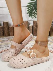 (Nên đặt mua lớn hơn một cỡ) Dép lê nữ, dép nhựa đế bằng kín mũi mùa hè, dép đi trong nhà bảo vệ mềm mại, dễ thương cho nữ giới và học sinh, thích hợp cho gia đình và phòng tắm. - Màu Khaki - Xem 2