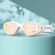 Juego de 4 piezas / Gafas de natación y gorros de natación para adultos - Gafas de natación impermeables y antivaho para carreras, gafas de natación con protección para piscina con marcos grandes, gafas de natación de alta definición - Multicolor - Ver 10