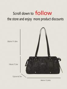 1pc Fashion Lace-Up One Shoulder Underarm Bag, Large Capacity Women's Commuter Bag, Suitable For Daily Outing, Dating, Commuting - Black - View 2