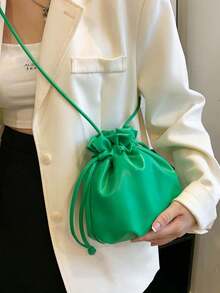 Bolsa de cubo con cordón colorida y de moda - Verde - Ver 2