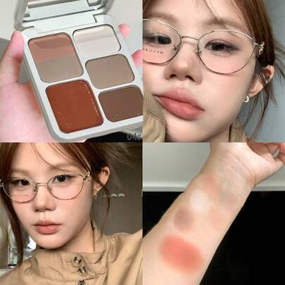 Paleta de maquillaje HERORANGE, sombra de ojos, rubor, iluminador y brillo de labios todo en uno, textura de polvo fino, de larga duración, con espejo incorporado, portátil para uso diario, regalo ideal