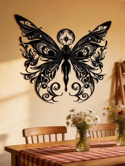 1 chiếc hình nàng tiên sắt lớn tuyệt đẹp 15,7 inch - Hình trang trí nghệ thuật bằng kim loại hình nàng tiên, mặt dây chuyền trang trí chủ đề nàng tiên, đồ trang trí nhà cửa trang nhã.