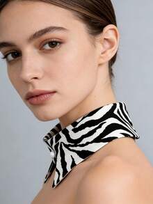 1 Pc Zebra Print Detachable Collar, Versatile, Removable, Perfect For All Occasions - Zebra Stripes - View 2