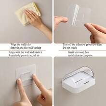 Khay đựng xà phòng treo tường có nắp trong suốt, không cần khoan lỗ, phù hợp với nhiều loại xà phòng, giá đựng xà phòng phòng tắm. - Hộp đựng xà phòng treo tường GQ - Xem 10